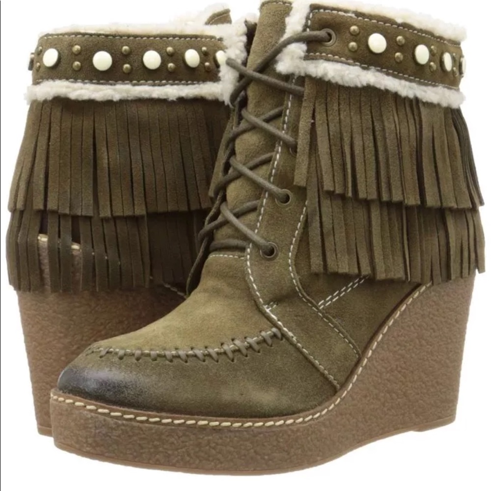 Sam Edelman Olive Green Kemper Wedge Boots Size 5